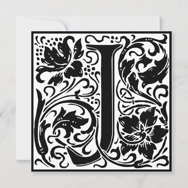 William Morris Floral Alphabet Monogram Letter J Invitation (Front)