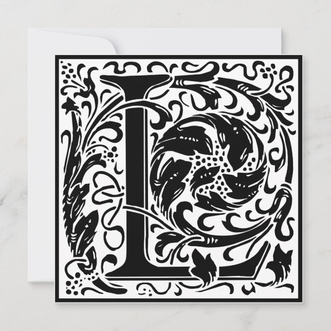 William Morris Floral Alphabet Monogram Letter L Invitation (Front)