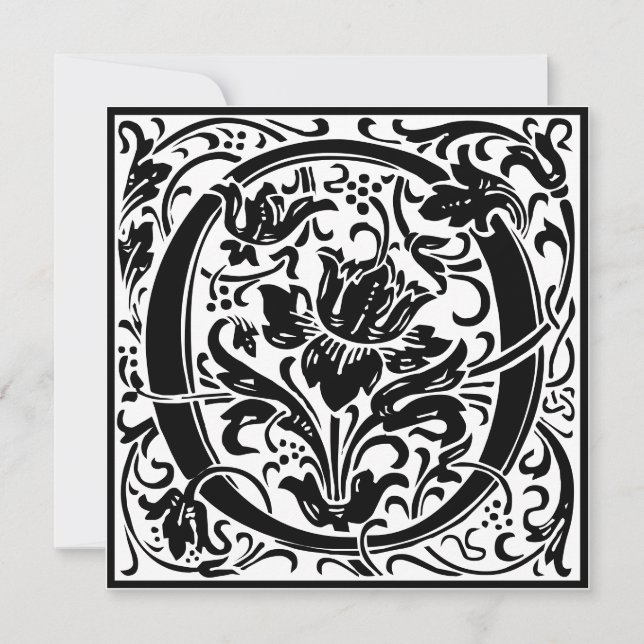 William Morris Floral Alphabet Monogram Letter O Invitation (Front)