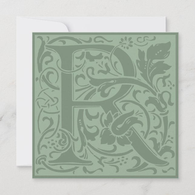 William Morris Floral Alphabet Monogram Letter R Invitation (Front)