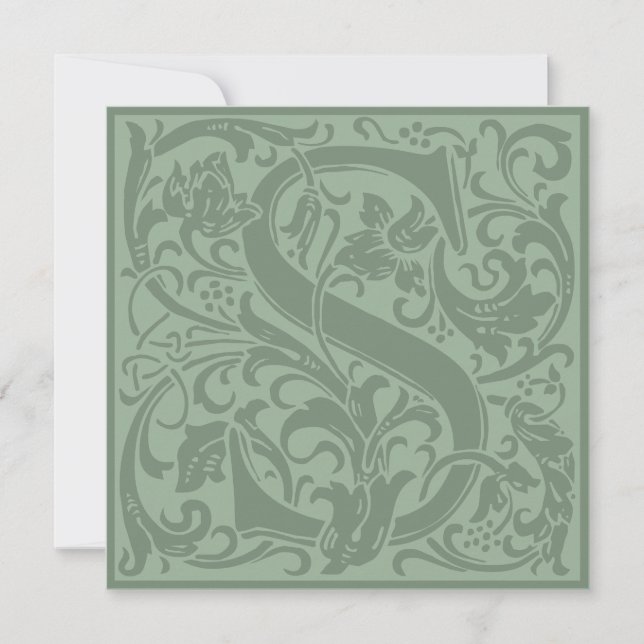 William Morris Floral Alphabet Monogram Letter S Invitation (Front)
