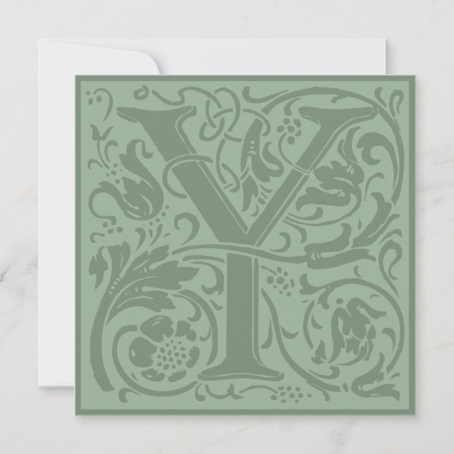 William Morris Floral Alphabet Monogram Letter Y Invitation (Front)