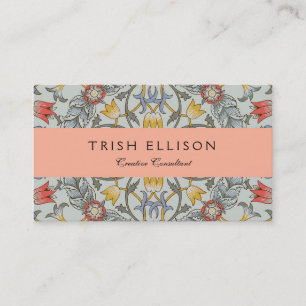 William Morris Floral Circle Flower Illustration Business Card