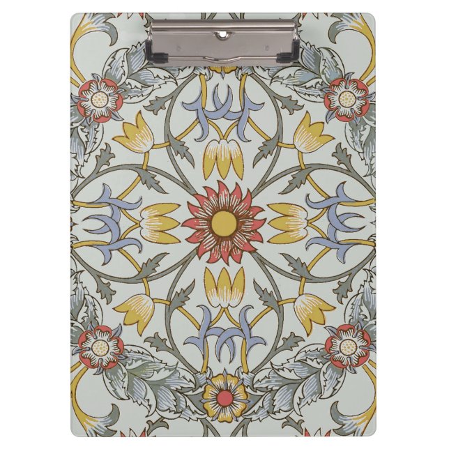 William Morris Floral Circle Flower Illustration Clipboard (Front)