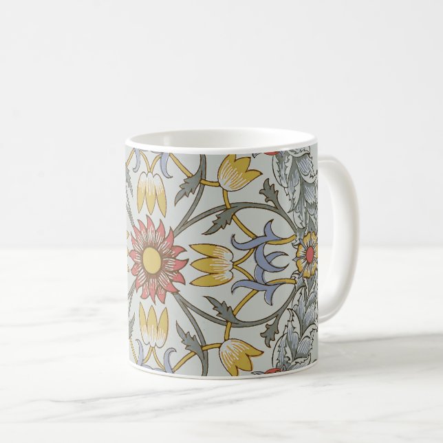 William Morris Floral Circle Flower Illustration Coffee Mug (Front Right)