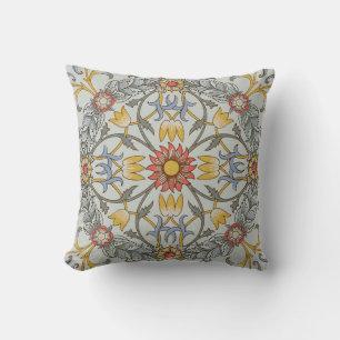 William Morris Floral Circle Flower Illustration Cushion
