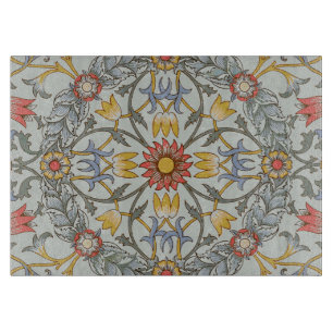 William Morris Floral Circle Flower Illustration Cutting Board