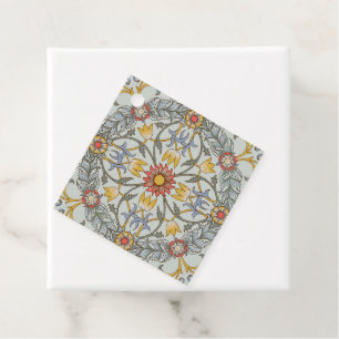 William Morris Floral Circle Flower Illustration Favour Tags