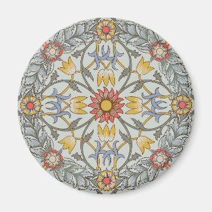 William Morris Floral Circle Flower Illustration Magnet