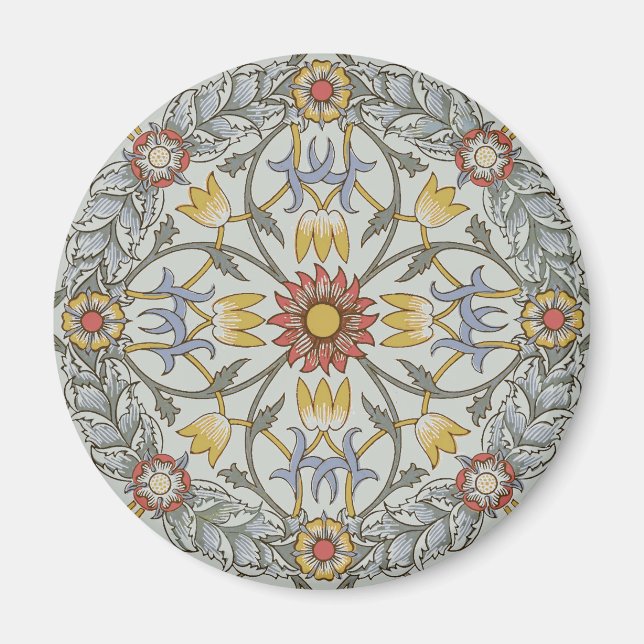 William Morris Floral Circle Flower Illustration Magnet (Front)