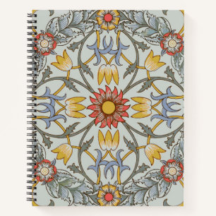 William Morris Floral Circle Flower Illustration Notebook