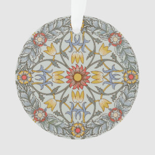 William Morris Floral Circle Flower Illustration Ornament