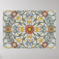 William Morris Floral Circle Flower Illustration