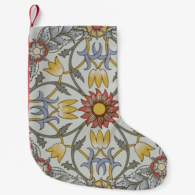 William Morris Floral Circle Flower Illustration Small Christmas Stocking (Front)