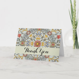 William Morris Floral Circle Flower Illustration Thank You Card