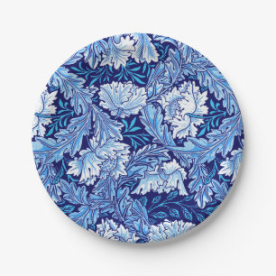 William Morris Floral, Cobalt Blue and White Paper Plate