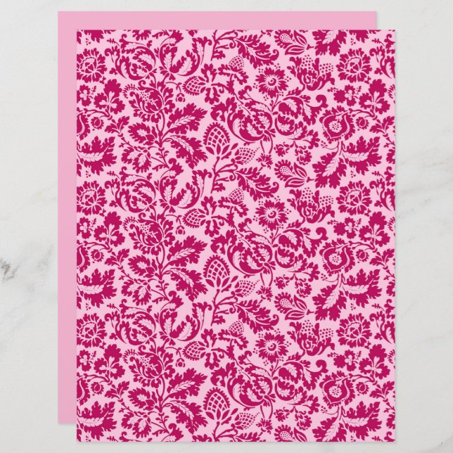 William Morris Floral Damask, Fuchsia and Pink  (Front/Back)
