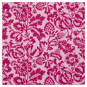 William Morris Floral Damask, Fuchsia and Pink  Fabric