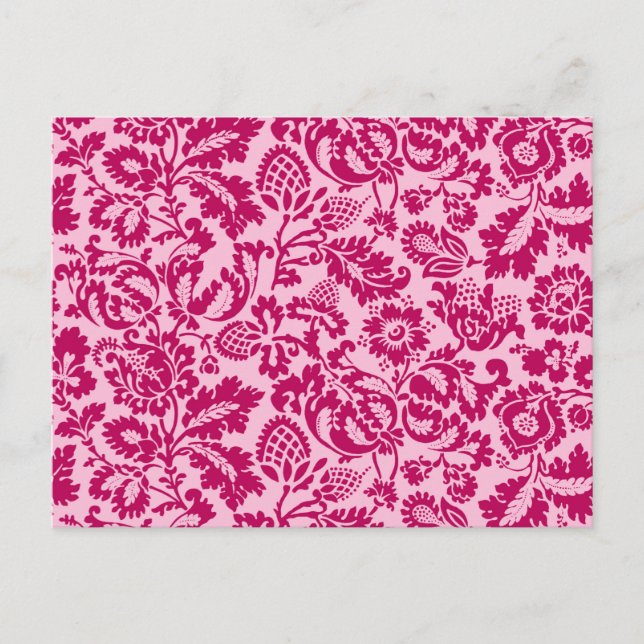 William Morris Floral Damask, Fuchsia and Pink  Postcard (Front)
