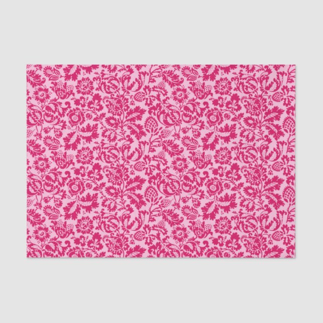 William Morris Floral Damask, Fuchsia and Pink  Tissue Paper (Front)
