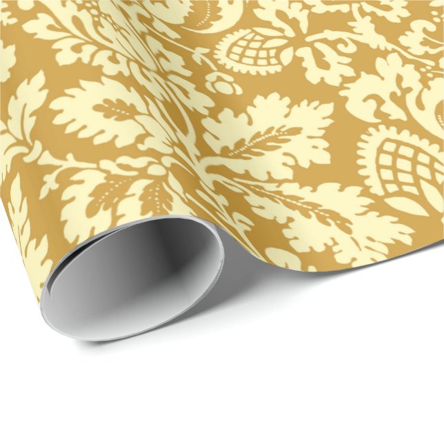 William Morris Floral Damask, Mustard Yellow Wrapping Paper (Roll Corner)