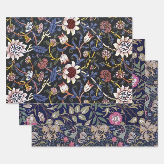 William Morris Floral Design Wrapping Paper Sheet (Set)