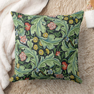 William Morris Floral Flowers Carnation Pink Green Cushion