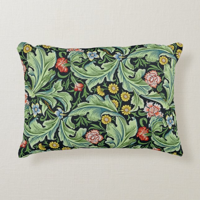 William Morris Floral Flowers Carnation Pink Green Decorative Cushion (Front)