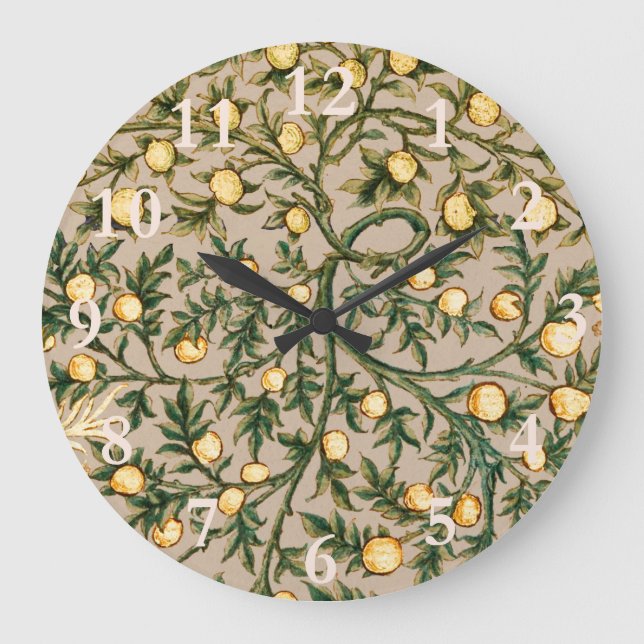William Morris Floral Fruit Garden Flower Classic Large Clock (Front)