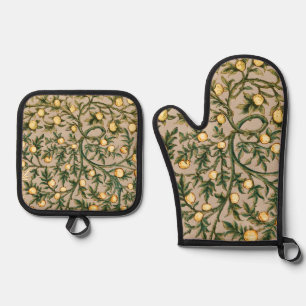 William Morris Floral Fruit Garden Flower Classic Oven Mitt & Pot Holder Set