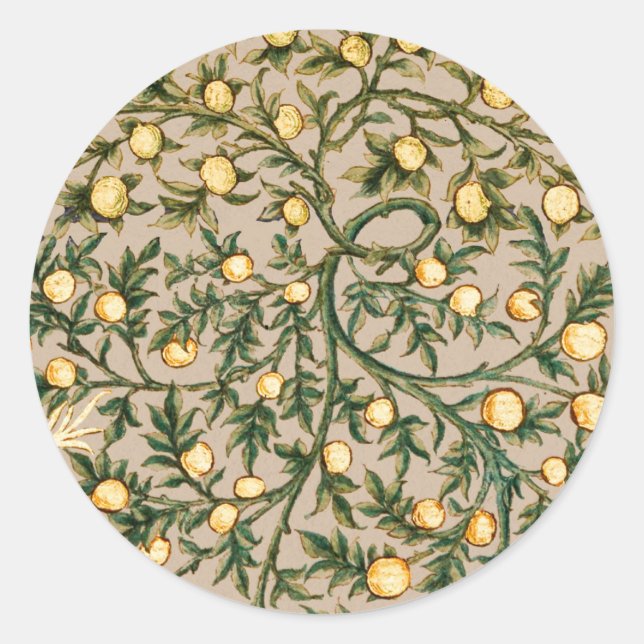 William Morris Floral Fruit Garden Flower Classic Round Sticker (Front)