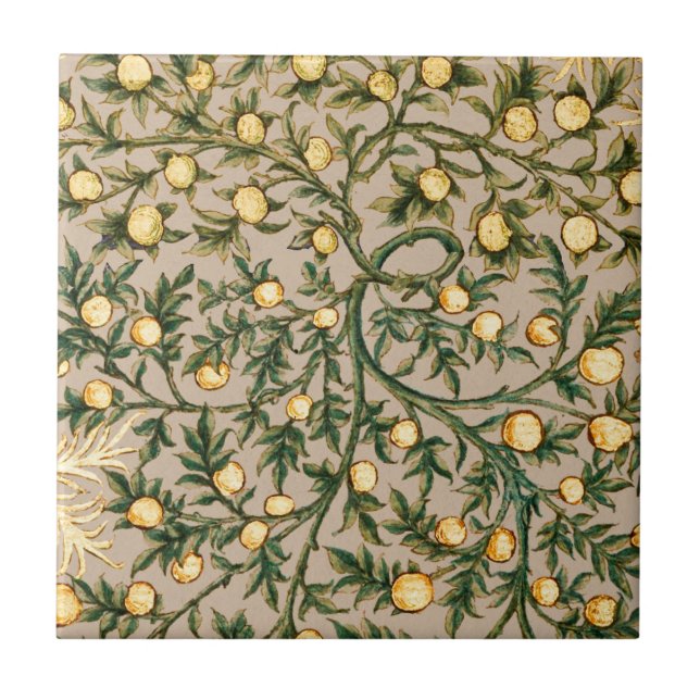 William Morris Floral Fruit Garden Flower Classic Tile (Front)