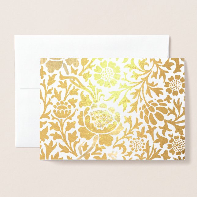 William Morris FLORAL GOLD Foil Card (Front With Envelope)