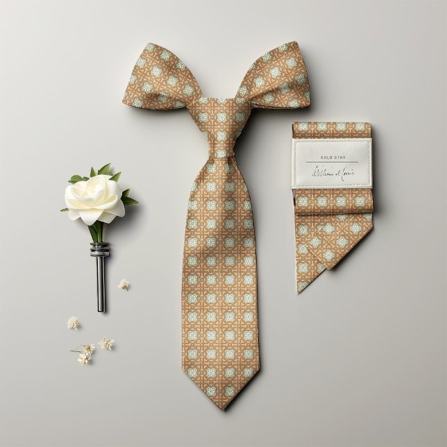 William Morris Floral Golden Star Men's  Tie (Creator Uploaded)