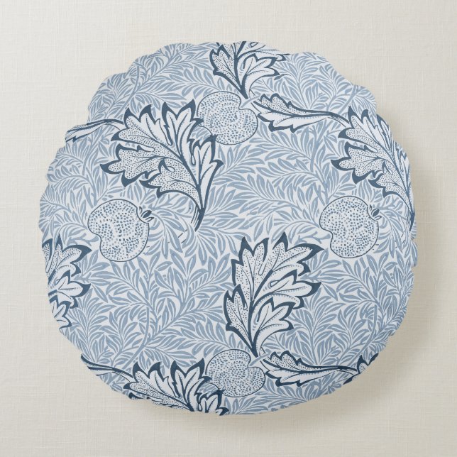 William Morris Floral in Blue Round Cushion (Front)