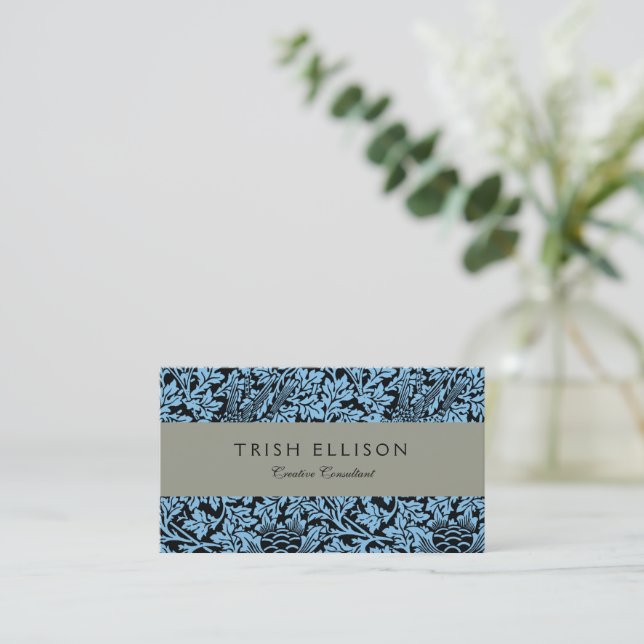 William Morris Floral Pattern Bird Anenome Business Card (Standing Front)