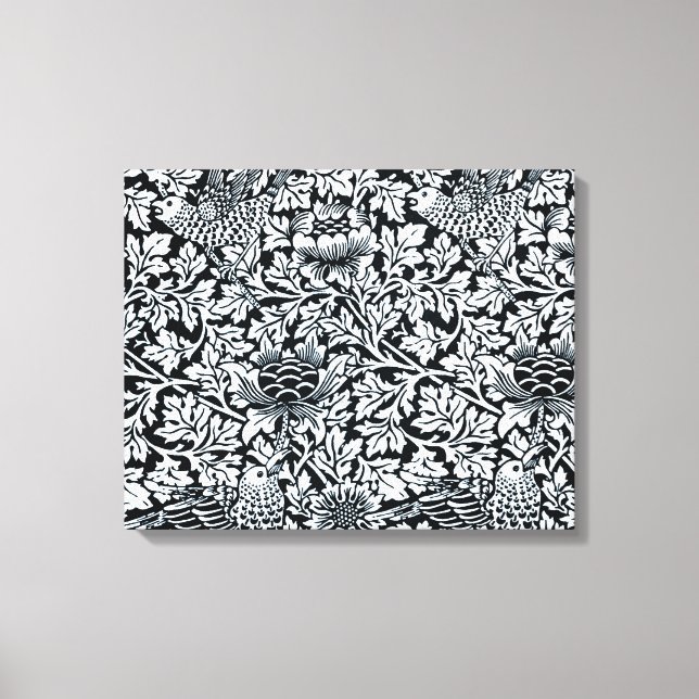 William Morris Floral Pattern Bird Anenome Canvas Print (Front)