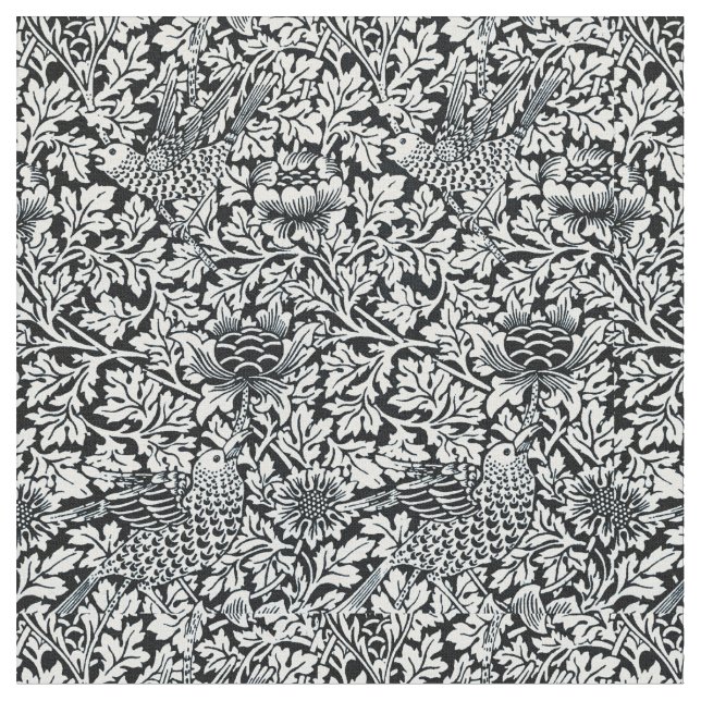 William Morris Floral Pattern Bird Anenome Fabric (Close Up)