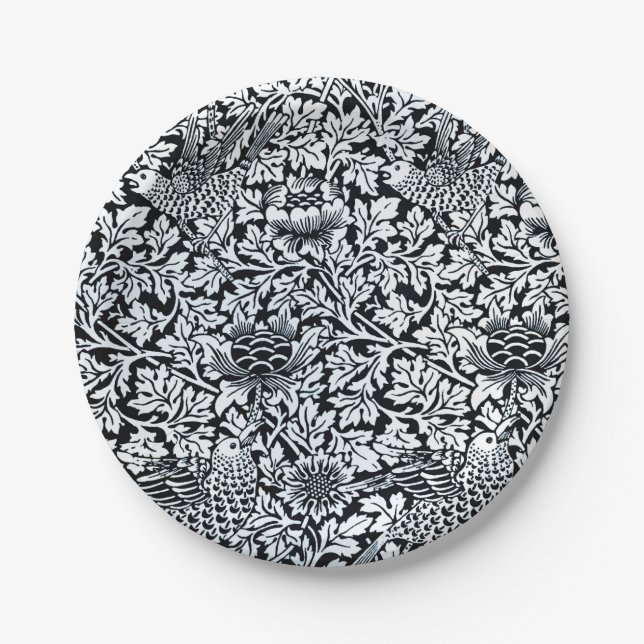 William Morris Floral Pattern Bird Anenome Paper Plate (Front)
