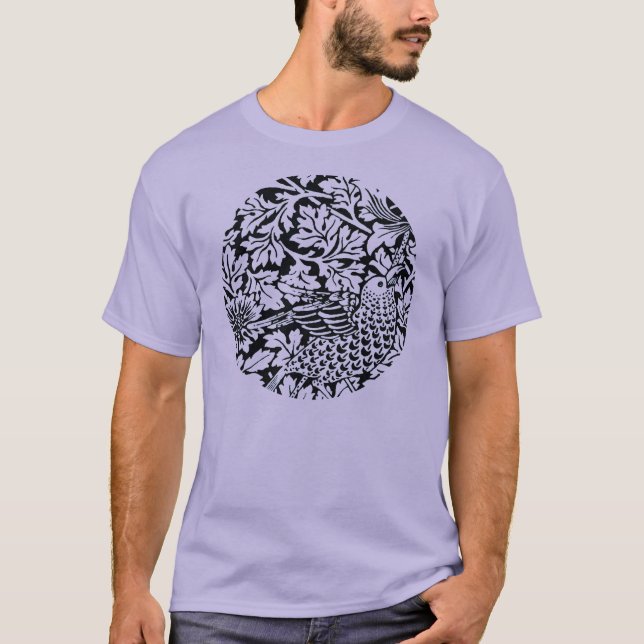 William Morris Floral Pattern Bird Anenome T-Shirt (Front)