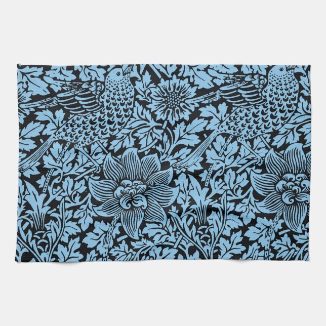 William Morris Floral Pattern Bird Anenome Tea Towel (Horizontal)
