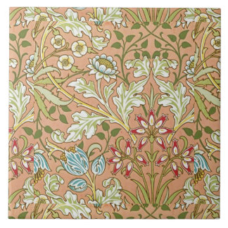 William Morris Floral Pattern Flowers Pink Blue Tile
