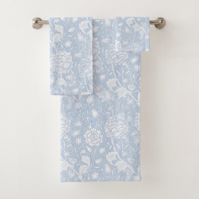 William Morris Floral Pattern in Blue Bath Towel Set (Insitu)