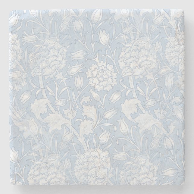 William Morris Floral Pattern in Blue Stone Coaster (Front)