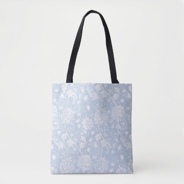 William Morris Floral Pattern in Blue Tote Bag (Front)