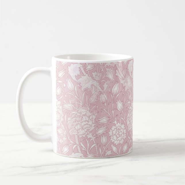 William Morris Floral Pattern in Pink Coffee Mug (Left)