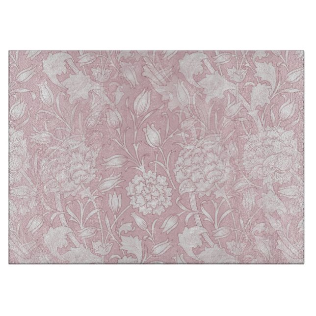 William Morris Floral Pattern in Pink Cutting Board (Front)