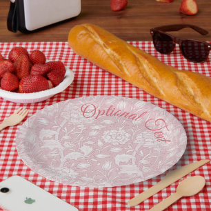 William Morris Floral Pattern in Pink Paper Plate
