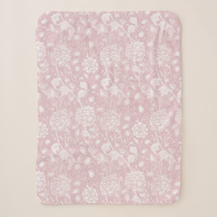 William Morris Floral Pattern in Pink Sherpa Blanket
