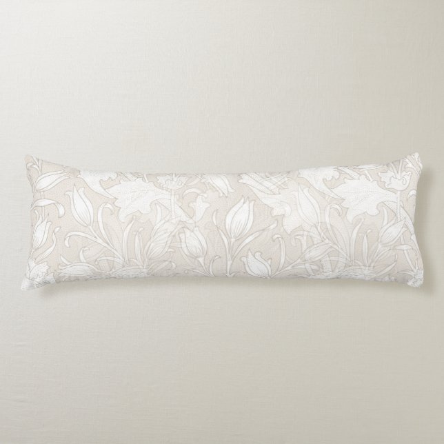 William Morris Floral Pattern in Sepia  Body Cushion (Front)